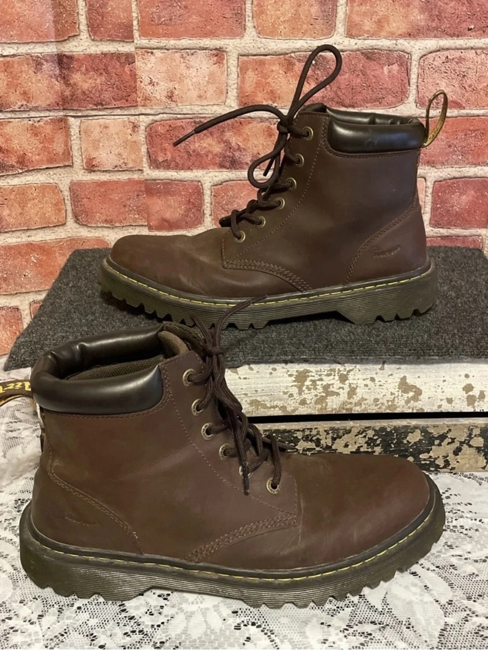 Dr. Martens Cartor AW004 Brown Leather Airwair Combat Boots Men's Size 11